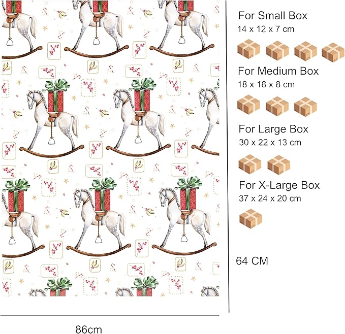 arkamii Geschenkpapier Format 86 x 64 cm Weihnachtsmotiv Weihnachten 3 Bögen Großformat (NA2)