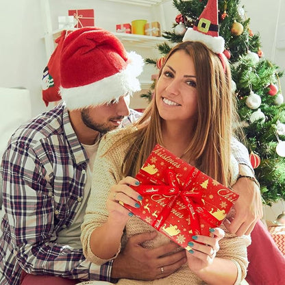 Rollenpaket Weihnachtsgeschenkpapier, 43 cm x 20 m, recycelbares Kraftpapier, bedruckt mit Weihnachtsmann und Elch. Kraftpapierrolle für Weihnachten, Geburtstag, Hochzeit, Geschenkpapier