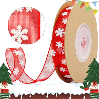 Weihnachtsband,0.4 Inch×11 Yards Christmas Ribbon,Geschenkband Weihnachten,Schleifenband Weihnachten,Geschenkband Rot,Red Band,Rotes Band,Chiffonband,Organzaband,für Partys,Geschenkverpackungen