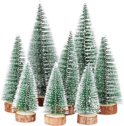 FLOFIA 8STK Weihnachtsbaum Mini Künstlich 3 Größe Miniatur Tannenbaum Grün Mini Christbaum Tree Klein Weihnachtsdeko Figuren 10/15 /20 cm