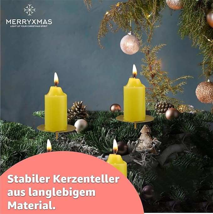 4X Kerzenstecker ca. 5 cm für Kerzen als Kerzenhalter Adventskranzstecker für Adventskranz Weihnachten Adventskranzhalter mit Dorn - Kerzenhalter (Silber)