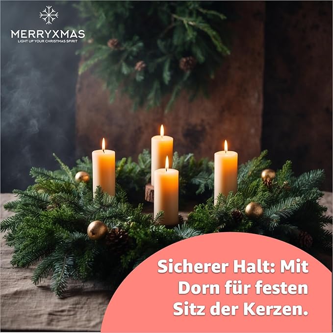 4X Kerzenstecker ca. 5 cm für Kerzen als Kerzenhalter Adventskranzstecker für Adventskranz Weihnachten Adventskranzhalter mit Dorn - Kerzenhalter (Silber)