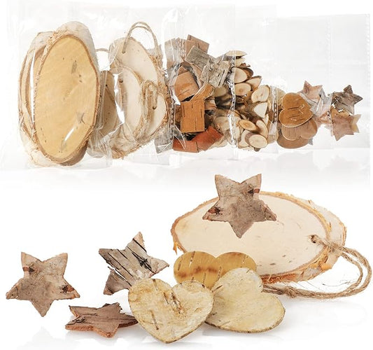 COM-FOUR® Weihnachtsdekoration - Holzscheiben und Baumrinde zum Basteln - weihnachtliche Streudeko - Bastel Set - Weihnachtspotpourri als Tischdeko (6X Beutel: Holz + Rinde)