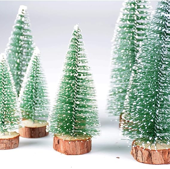 FLOFIA 8STK Weihnachtsbaum Mini Künstlich 3 Größe Miniatur Tannenbaum Grün Mini Christbaum Tree Klein Weihnachtsdeko Figuren 10/15 /20 cm