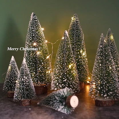 FLOFIA 8STK Weihnachtsbaum Mini Künstlich 3 Größe Miniatur Tannenbaum Grün Mini Christbaum Tree Klein Weihnachtsdeko Figuren 10/15 /20 cm