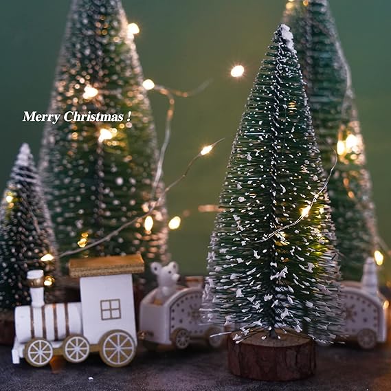 FLOFIA 8STK Weihnachtsbaum Mini Künstlich 3 Größe Miniatur Tannenbaum Grün Mini Christbaum Tree Klein Weihnachtsdeko Figuren 10/15 /20 cm