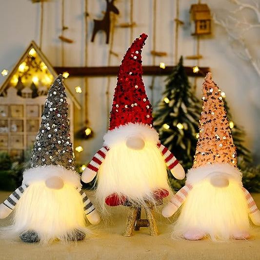 ACAREY Weihnachtsdeko 3 Stück Weihnachten Deko Wichtel mit Licht, Weihnachtswichtel Plüsch Weihnachtsdeko Amerikanisch mit LED Weihnachten Figur Beleuchtete Wichtel für Weihnachtsdekoration