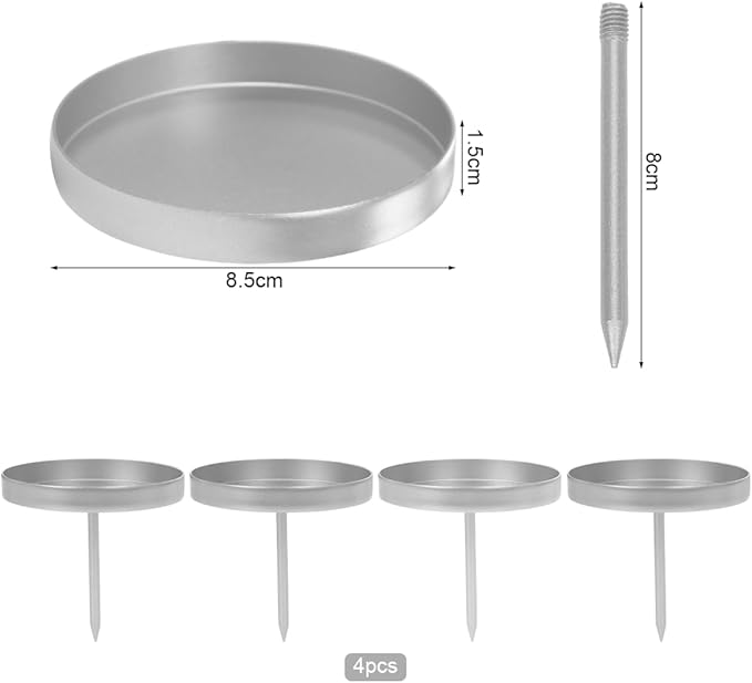 Kerzenhalter Adventskranz Silber, 8.5cm Kerzenhalter Stumpenkerzen 4 Stück, Adventskerzenhalter ohne Dorn, Kerzenhalter zum Stecken, Kerzenpick für Adventskranz Weihnachten Tischdeko