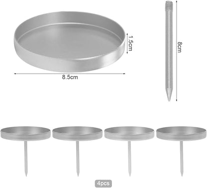 Kerzenhalter Adventskranz Silber, 8.5cm Kerzenhalter Stumpenkerzen 4 Stück, Adventskerzenhalter ohne Dorn, Kerzenhalter zum Stecken, Kerzenpick für Adventskranz Weihnachten Tischdeko