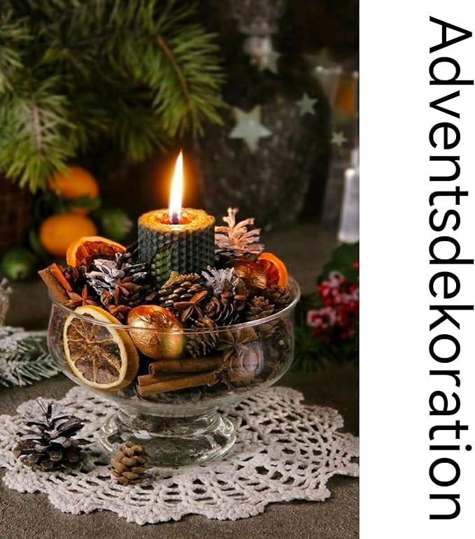 56 Stück Weihnachtskranz Deko, Adventskranz Zubehör, Getrocknete Orangenscheiben, Apfelscheiben, Zimtstangen, Sternanis, Pentagramm, Tannenzapfen, Moos Für Adventskranz Deko Set