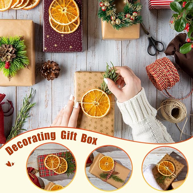 20x getrocknete Orangenscheiben 10x Zimtstangen, und 10x Tannenzapfen Weihnachtskranz Deko Natur Dekoration Weihnachten Adventskranz（with 40Pcs*30cm Juteseil）