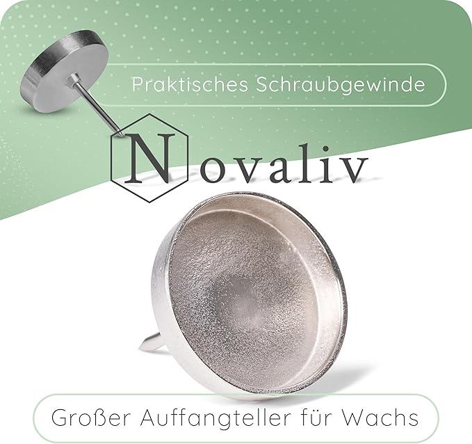 Novaliv 4X Kerzenpick Alu Flach 8,5 cm Kerzenhalter für Adventskranz Kerzenpin Weihnachtskranz