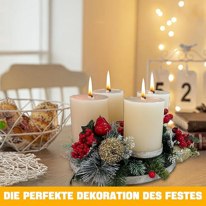 Lzqphantom Adventskranz Metall Vintage Deko Kerzenständer 4 x 8cm Durchmesser für Stumpenkerzen Kerzenhalter Adventskranz Modern Weihnachtsdeko Tischdeko Weihnachten Adventkranz Adventsgesteck (Rund)