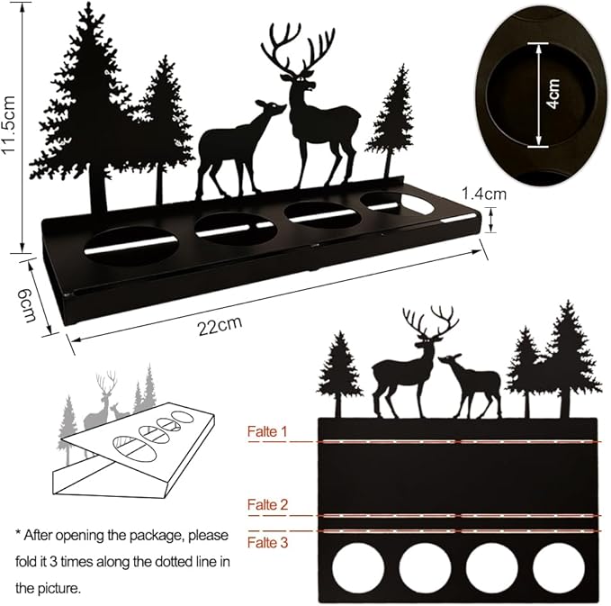 Kerzenhalter Adventskranz Schwarz für 4cm Teelicht, Kerzenständer Metall Modern, Adventskerzenhalter Ohne Dorn, Kerzentablett Eckig, Weihnachtsdeko Amerikanisch Vintage Kerzen Weihnachten Tisch Deko