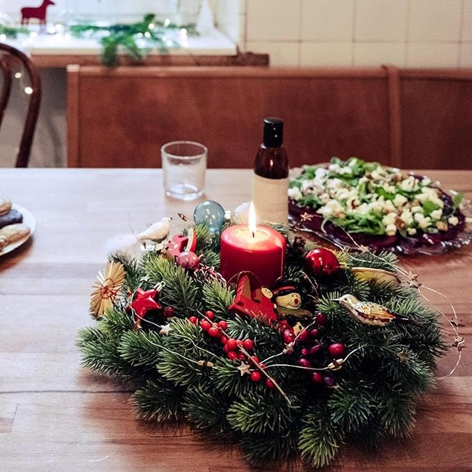 Bastelzubehör für Weihnachtskranz Adventskranz, 108 Stück Bastelzubehör für Adventskranz, Adventskranz Deko mit Tannenzapfen Birkensterne Beeren Tannenzweige, Weihnachtskranz Deko DIY Handwerk