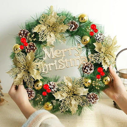 Bastelzubehör für Weihnachtskranz Adventskranz, 108 Stück Bastelzubehör für Adventskranz, Adventskranz Deko mit Tannenzapfen Birkensterne Beeren Tannenzweige, Weihnachtskranz Deko DIY Handwerk