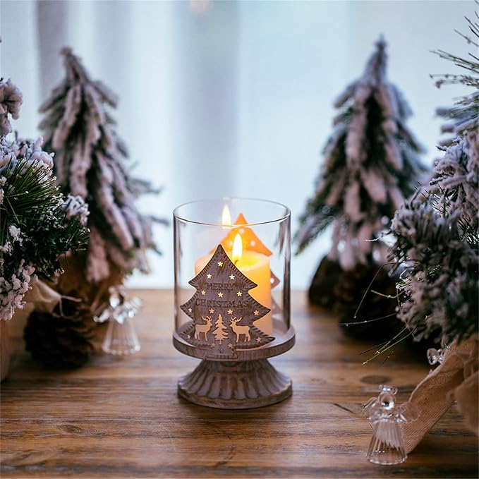 Sziqiqi 2er Set Vintage Kerzenleuchter Kerzenständer Kerzenhalter Windlichthalter aus Metall für Stumpenkerzen, Hurricane Dekoration für Party Weihnachten Tisch Mantel Kamin, Weiß