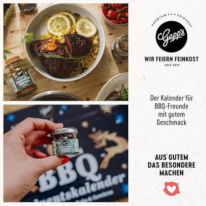 Gepp’s BBQ Adventskalender I Feinkost Kalender mit 24 Überraschungen für die Adventszeit I Geschenk für Männer & Frauen mit ausgefallenen Saucen, Gewürze, Rubs & Dips zum Kochen und Grillen