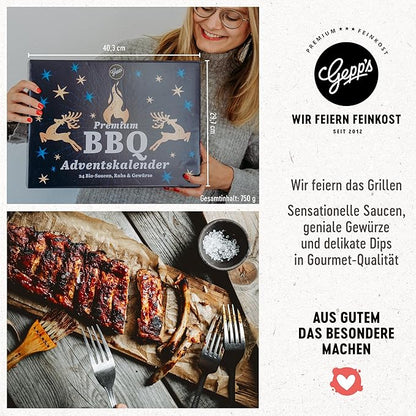 Gepp’s BBQ Adventskalender I Feinkost Kalender mit 24 Überraschungen für die Adventszeit I Geschenk für Männer & Frauen mit ausgefallenen Saucen, Gewürze, Rubs & Dips zum Kochen und Grillen