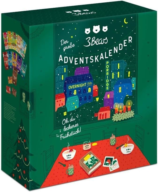 3Bears Porridge Adventskalender I Eine Kombination aus Haferflocken-Sorten, Overnight Oats & Pocket Porridges I Vegan & ohne künstliche Zusatzstoffe | Geschenk für Männer & Frauen