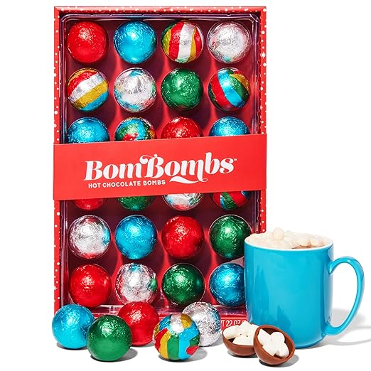 Thoughtfully Bombombs, Geschenkset Heiße Kakao-Bomben mit Urlaubsgeschmack, 5 Geschmacksrichtungen, 24-Set Schokoladen-Bomben z.B. für Adventskalender