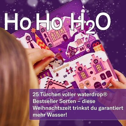 waterdrop® Adventskalender 2024, 25 Überraschungen – Geschmack für Wasser | Premium Adventskalender für Männer & Frauen, Zuckerfreie Getränkewürfel – Weihnachtskalender & Geschenkidee für Kinder