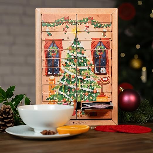 Tee Adventskalender 2024 von FROG.coffee - 48 Teebeutel in 24 verschiedenen Sorten von Top Marken wie Teekanne, Bad Heilbrunner, Bünting, Twinings, Meßmer, Lebensbaum uvm