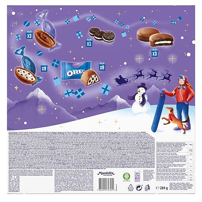 Milka & OREO Adventskalender 1 x 284g I Adventskalender mit Schokolade und OREO Keksen I Weihnachtskalender I Schoko Adventskalender I mit Milka Schoko Bonbons Alpenmilch und OREO