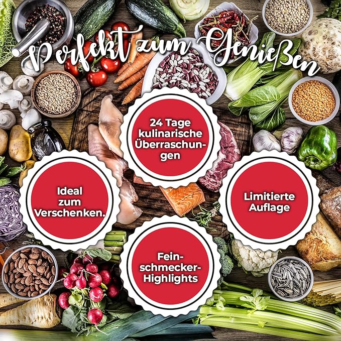 Food Adventskalender 2024 | 24 hochwertige Fitness-Überraschungen | Gesunde Snacks und Superfoods - ideal für eine bewusste Weihnachtszeit | GreatVita