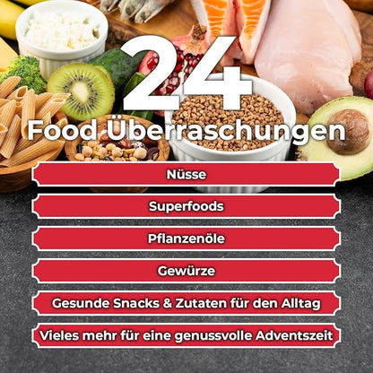 Food Adventskalender 2024 | 24 hochwertige Fitness-Überraschungen | Gesunde Snacks und Superfoods - ideal für eine bewusste Weihnachtszeit | GreatVita