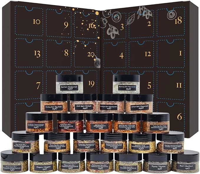 Gewürzkalender Adventskalender 2023 Only Spices Weihnachtskalender für Erwachsene 24 Gourmet Premium Kochgewürzset Küchengeschenk Adventskalender für Männer frauen