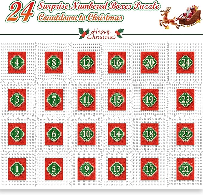 HappyGoLucky Adventskalender 2024 Puzzle Erwachsene, Jigsaw Puzzle 1000 Teile Weihnachten Geschenke für Erwachsene und Kinder Weihnachtskalender für Männer und Frauen Geschenk Nikolaus Mädchen Junge