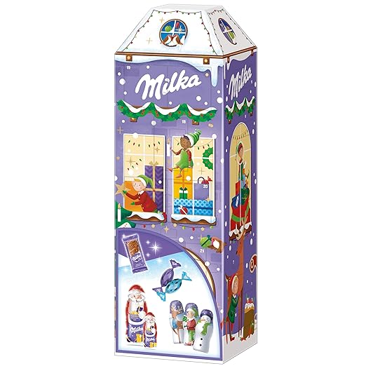 Milka 3D Haus Adventskalender 1 x 229g I Adventskalender mit Schokolade I Weihnachtskalender I Schoko Adventskalender I mit Weihnachtsschokolade und Milka Schoko Bonbons