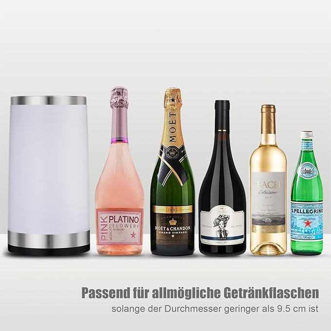 Elrigs Weinkühler mit Ambient RGB Touchlampe| Flaschenkühler mit 2 Kühlpads für 750ml Sekt/Wein| Ideal als Wein Geschenk für Fraunen/Männer| Wein Zubehör für Party/Abendessen