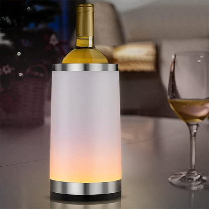 Elrigs Weinkühler mit Ambient RGB Touchlampe| Flaschenkühler mit 2 Kühlpads für 750ml Sekt/Wein| Ideal als Wein Geschenk für Fraunen/Männer| Wein Zubehör für Party/Abendessen