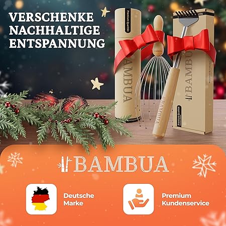 Kopfmassage Spinne & Rückenkratzer Set für nachhaltige Entspannung - 100% All-Inclusive Geschenkset inkl. 2x Schleifen - Kleine Geschenke für Männer, Geschenke für Frauen, Weihnachtsgeschenke