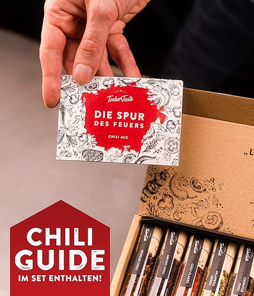 TIMBER TASTE® Scharfes Chili Gewürze Geschenkset für Männer & Frauen [BIS 1.200.000 SCOVILLE] | Das 10er-SET mit vollem Schärfespektrum | Besonderes Chili Set Geschenke für Männer & Schärfeliebhaber