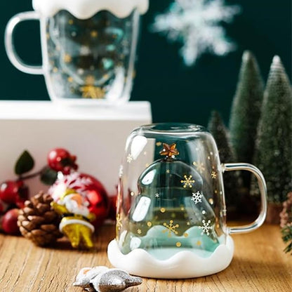 Arawat Weihnachtstasse Doppelwandige Gläser Weihnachten Tasse Personalisierte Aesthetic Freund Weihnachten Becher Teegläser Trinkgläser Freundin Lustige Weihnachtsgeschenke für Frauen Mädchen Männer