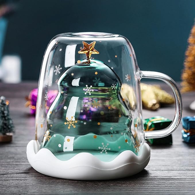 Arawat Weihnachtstasse Doppelwandige Gläser Weihnachten Tasse Personalisierte Aesthetic Freund Weihnachten Becher Teegläser Trinkgläser Freundin Lustige Weihnachtsgeschenke für Frauen Mädchen Männer