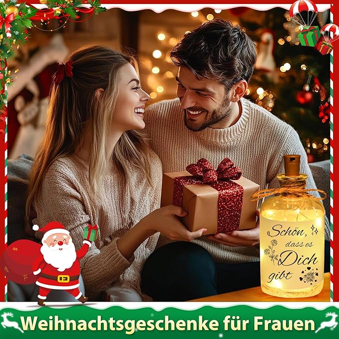 Linkax Geschenke für Frauen Freundin, Geburtstagsgeschenk für Frauen Mama Freundin, LED Flaschenlicht mit Spruch-Schön, dass es Dich gibt, Dekolicht Kleine Weihnachtsgeschenke für Frauen Mama Oma