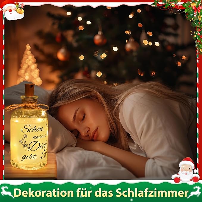 Linkax Geschenke für Frauen Freundin, Geburtstagsgeschenk für Frauen Mama Freundin, LED Flaschenlicht mit Spruch-Schön, dass es Dich gibt, Dekolicht Kleine Weihnachtsgeschenke für Frauen Mama Oma