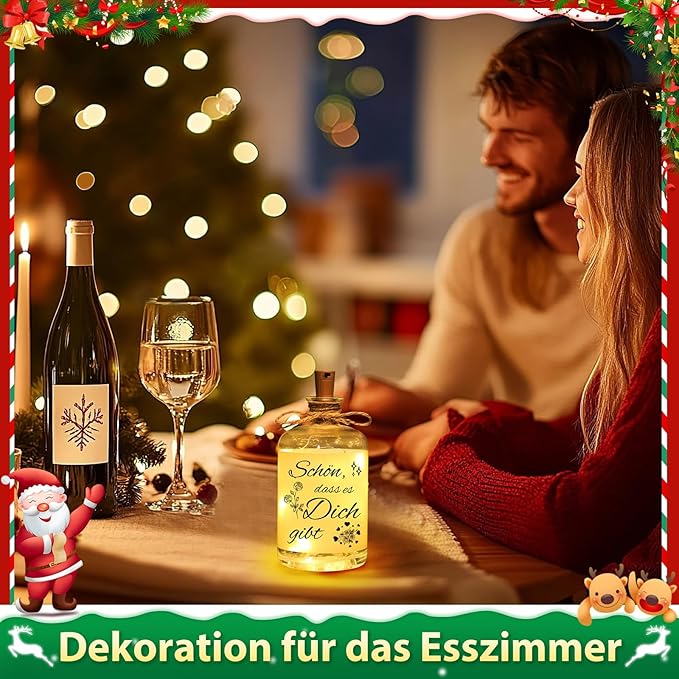 Linkax Geschenke für Frauen Freundin, Geburtstagsgeschenk für Frauen Mama Freundin, LED Flaschenlicht mit Spruch-Schön, dass es Dich gibt, Dekolicht Kleine Weihnachtsgeschenke für Frauen Mama Oma