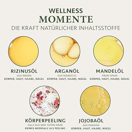 Weihnachtsgeschenke für Frauen - Verwöhnendes Geschenkset Frauen mit BIO Arganöl + Rizinusöl + Mandelöl + Jojobaöl + Body Scrub aus Totes Meer Salz – Geschenke für Frauen - Satin Naturel