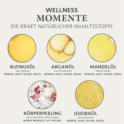 Weihnachtsgeschenke für Frauen - Verwöhnendes Geschenkset Frauen mit BIO Arganöl + Rizinusöl + Mandelöl + Jojobaöl + Body Scrub aus Totes Meer Salz – Geschenke für Frauen - Satin Naturel