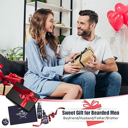 Bartpflege Set für Männer, Geschenke für Männer, Bart Geschenk Lionmane Geschenke Beard Set 60ML Bartshampoo, 30ML Bartöl, 2 Bartschere, Balsam, Bürste, Kamm, Tasche, Bartschneider Kamm