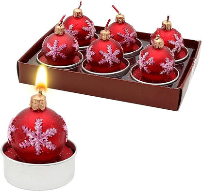 Dekohelden24 6er Set Teelicht Weihnachtskugel - Christbaumkugel in rot, Maße je Teelicht L/B/H: 4 x 4 x 5 cm.