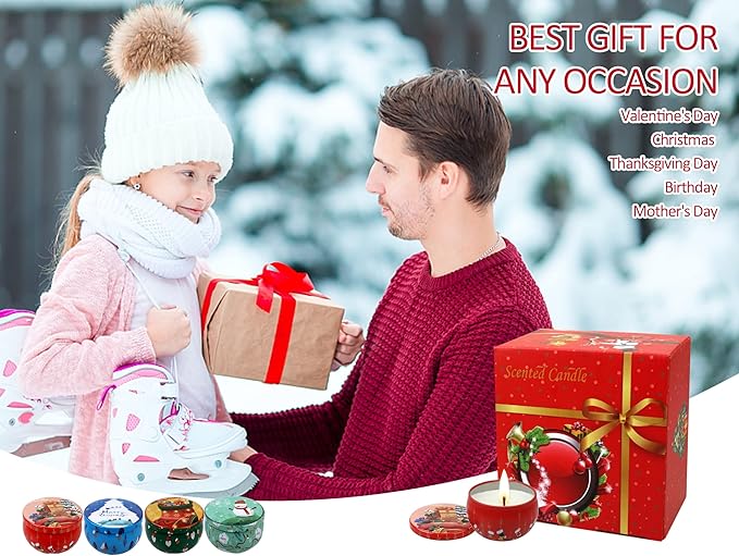 TEPENAR Duftkerze Geschenk Set - Weihnachtskerze 100% Natürliches Sojakerzen für Weihnachten, Muttertag,Yoga, Stressabbau, Valentinstag, Geburtstag, Aromatherapie (8 Pack)