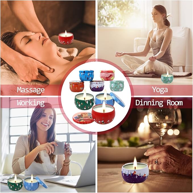 TEPENAR Duftkerze Geschenk Set - Weihnachtskerze 100% Natürliches Sojakerzen für Weihnachten, Muttertag,Yoga, Stressabbau, Valentinstag, Geburtstag, Aromatherapie (8 Pack)