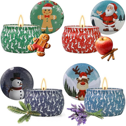 4 Stück Duftkerzen Set, Christmas Scented Candles Sojawachs Geschenk Aromatherapie Kerzen Weihnachtskerzen für Weihnachten Geburtstagsgeschenk