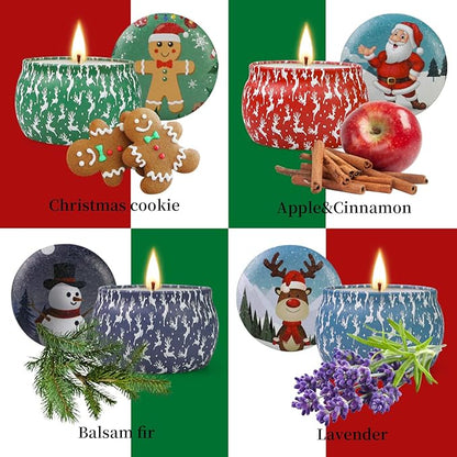 4 Stück Duftkerzen Set, Christmas Scented Candles Sojawachs Geschenk Aromatherapie Kerzen Weihnachtskerzen für Weihnachten Geburtstagsgeschenk